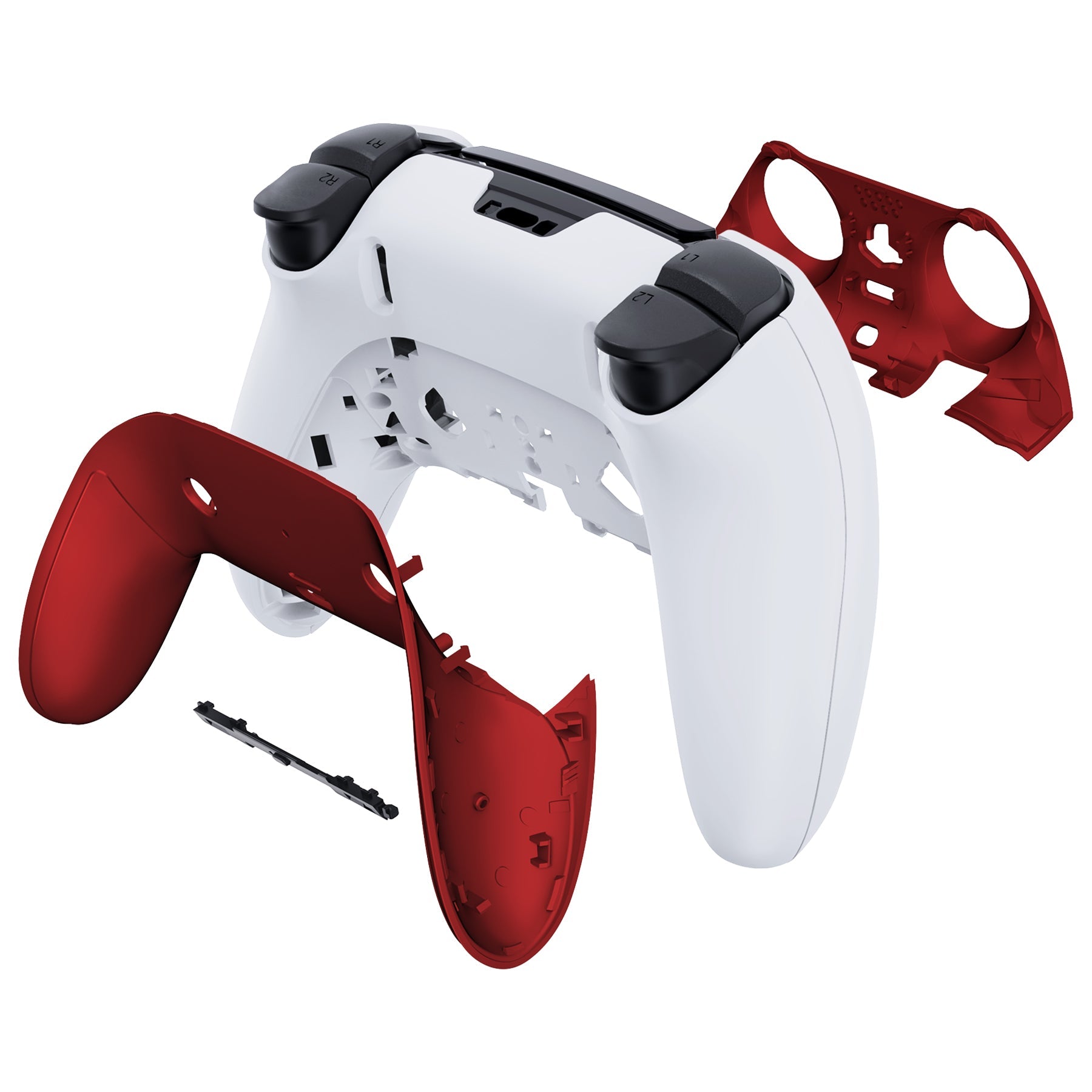 Replacement Top Bottom Decorative Trim Shell Compatible with PS5 Edge Controller - Scarlet Red eXtremeRate