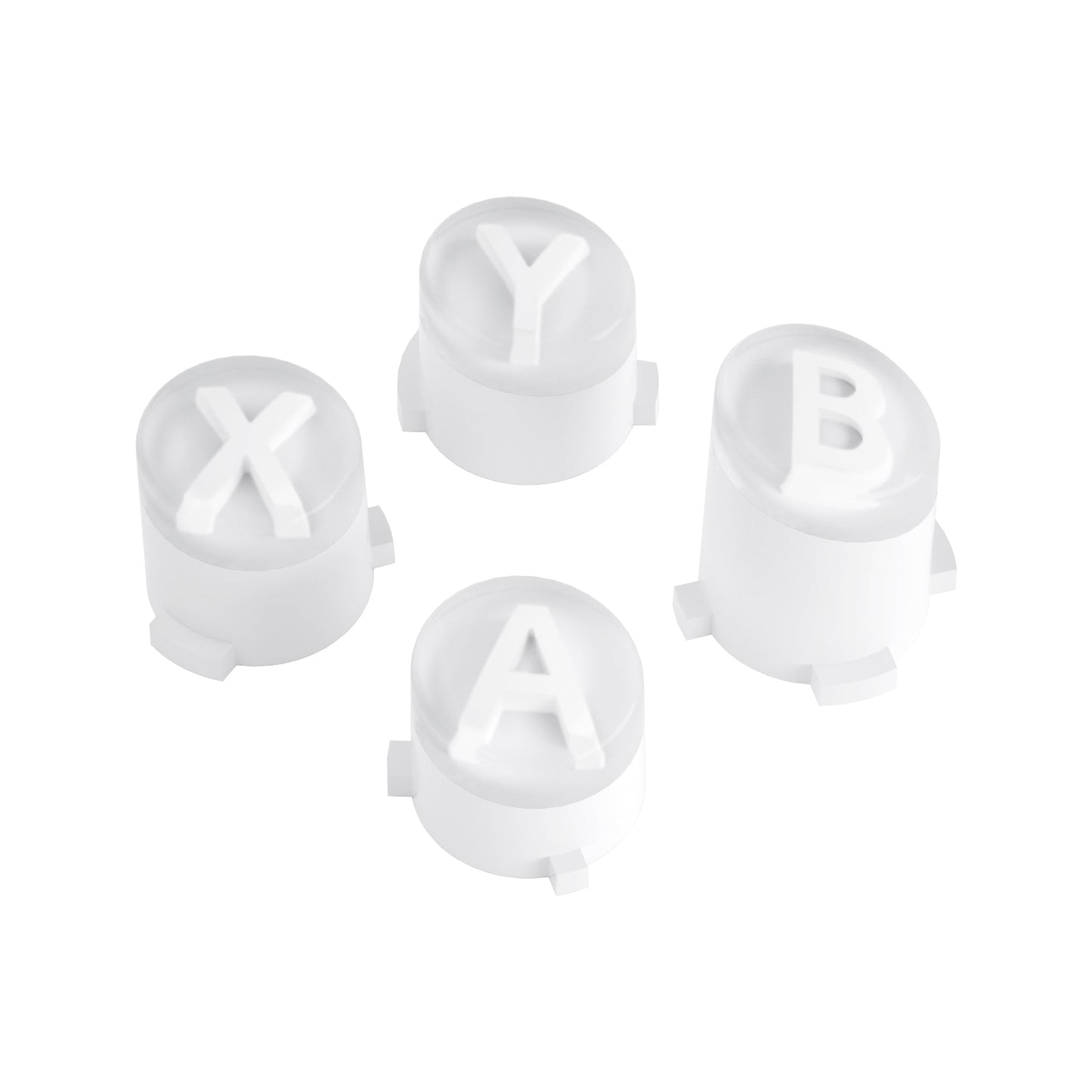 eXtremeRate Retail Three-Tone Robot White & Clear ABXY Action Buttons with Classic Symbols for Xbox Series X & S Controller & Xbox One S/X & Xbox One Elite V1/V2 Controller - JDX3M017