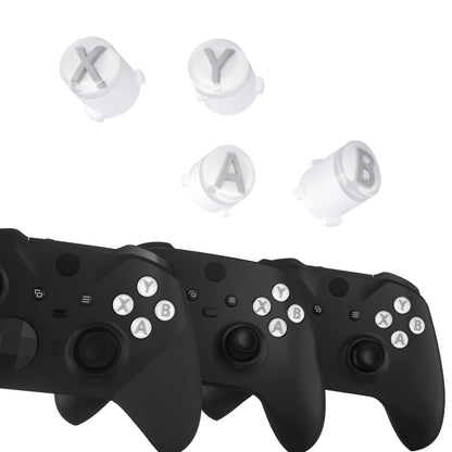 eXtremeRate Retail Three-Tone Robot White & Clear & New Hope Gray ABXY Action Buttons with Classic Symbols for Xbox Series X & S Controller & Xbox One S/X & Xbox One Elite V1/V2 Controller - JDX3M009