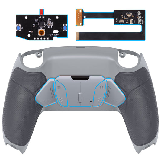 eXtremeRate Retail Classic Gray Rubberized Grip Remappable RISE4 Remap Kit for PS5 Controller BDM-010 & BDM-020, Upgrade Board & Redesigned New Hope Gray Back Shell & 4 Back Buttons for PS5 Controller - Controller NOT Included - YPFU6012