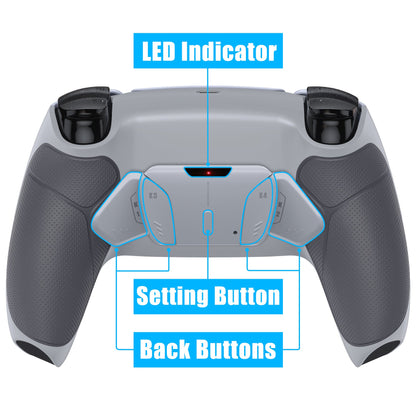 eXtremeRate Retail Classic Gray Rubberized Grip Remappable RISE4 Remap Kit for PS5 Controller BDM-010 & BDM-020, Upgrade Board & Redesigned New Hope Gray Back Shell & 4 Back Buttons for PS5 Controller - Controller NOT Included - YPFU6012