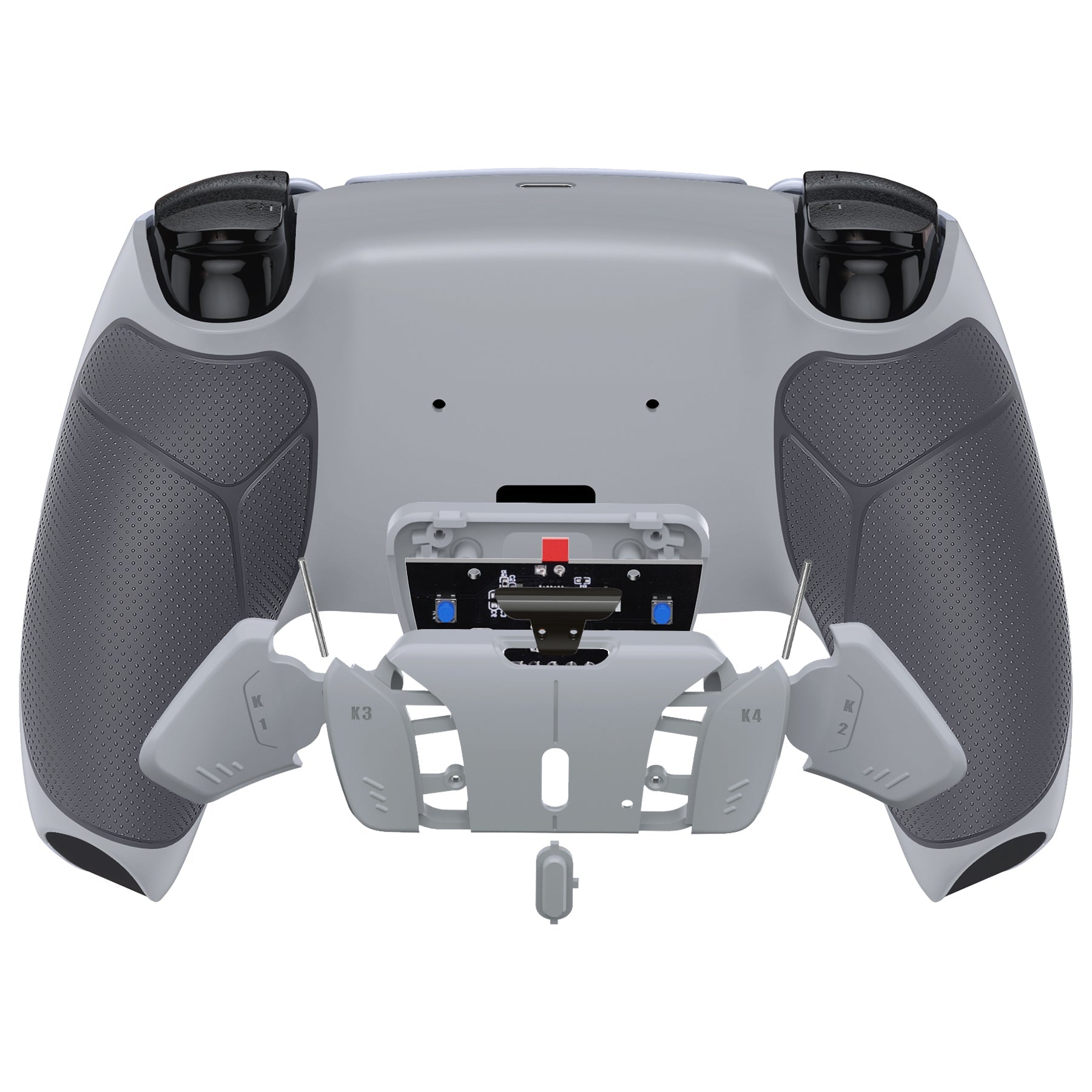 eXtremeRate Retail Classic Gray Rubberized Grip Remappable RISE4 Remap Kit for PS5 Controller BDM-010 & BDM-020, Upgrade Board & Redesigned New Hope Gray Back Shell & 4 Back Buttons for PS5 Controller - Controller NOT Included - YPFU6012