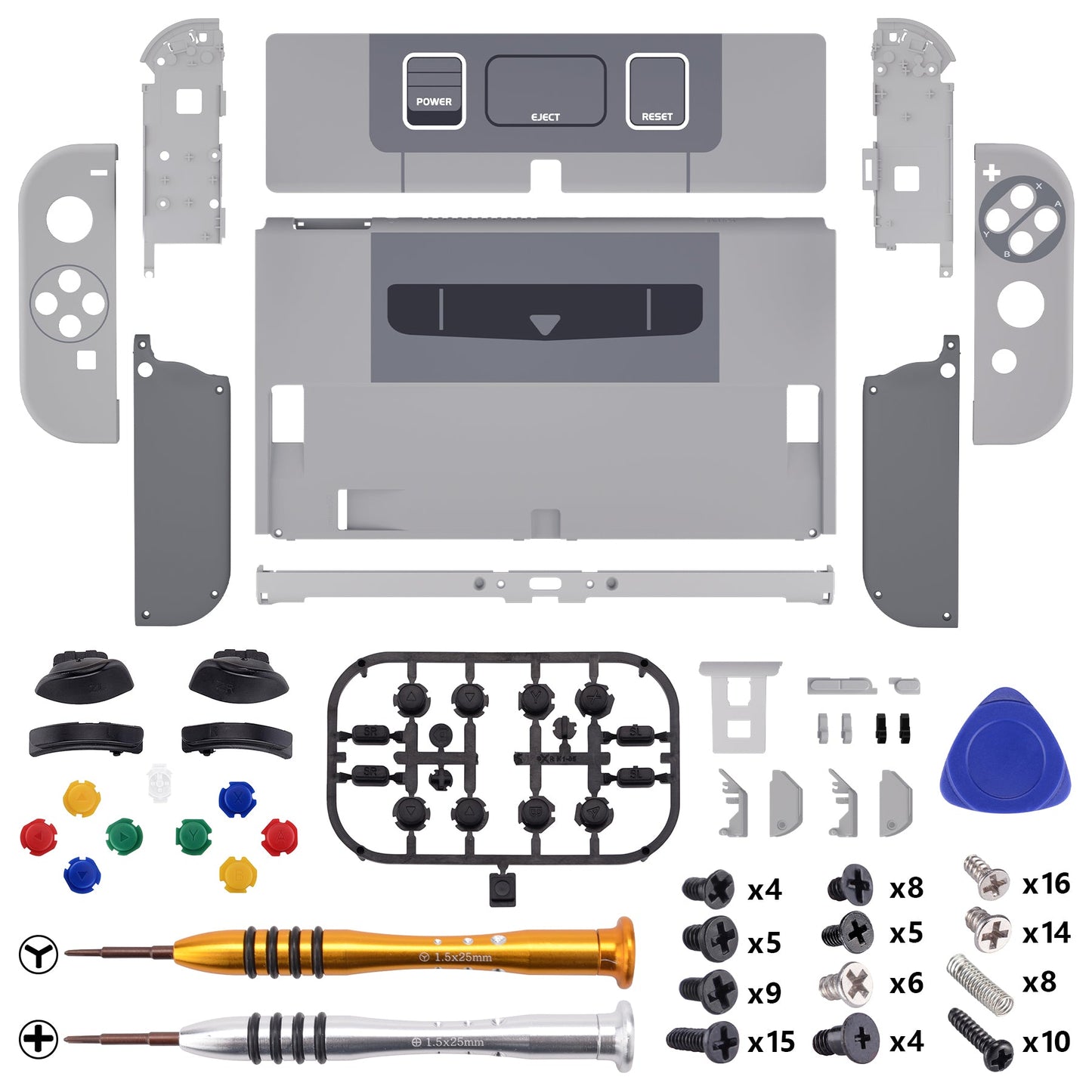 eXtremeRate Retail Replacement Soft Touch Full Set Shell for Nintendo Switch OLED - SFC SNES Classic EU Style - QNSOY7002