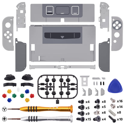 eXtremeRate Retail Replacement Soft Touch Full Set Shell for Nintendo Switch OLED - SFC SNES Classic EU Style - QNSOY7002