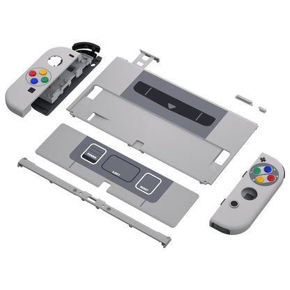 eXtremeRate Retail Replacement Soft Touch Full Set Shell for Nintendo Switch OLED - SFC SNES Classic EU Style - QNSOY7002