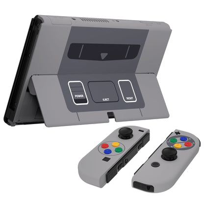 eXtremeRate Retail Replacement Soft Touch Full Set Shell for Nintendo Switch OLED - SFC SNES Classic EU Style - QNSOY7002