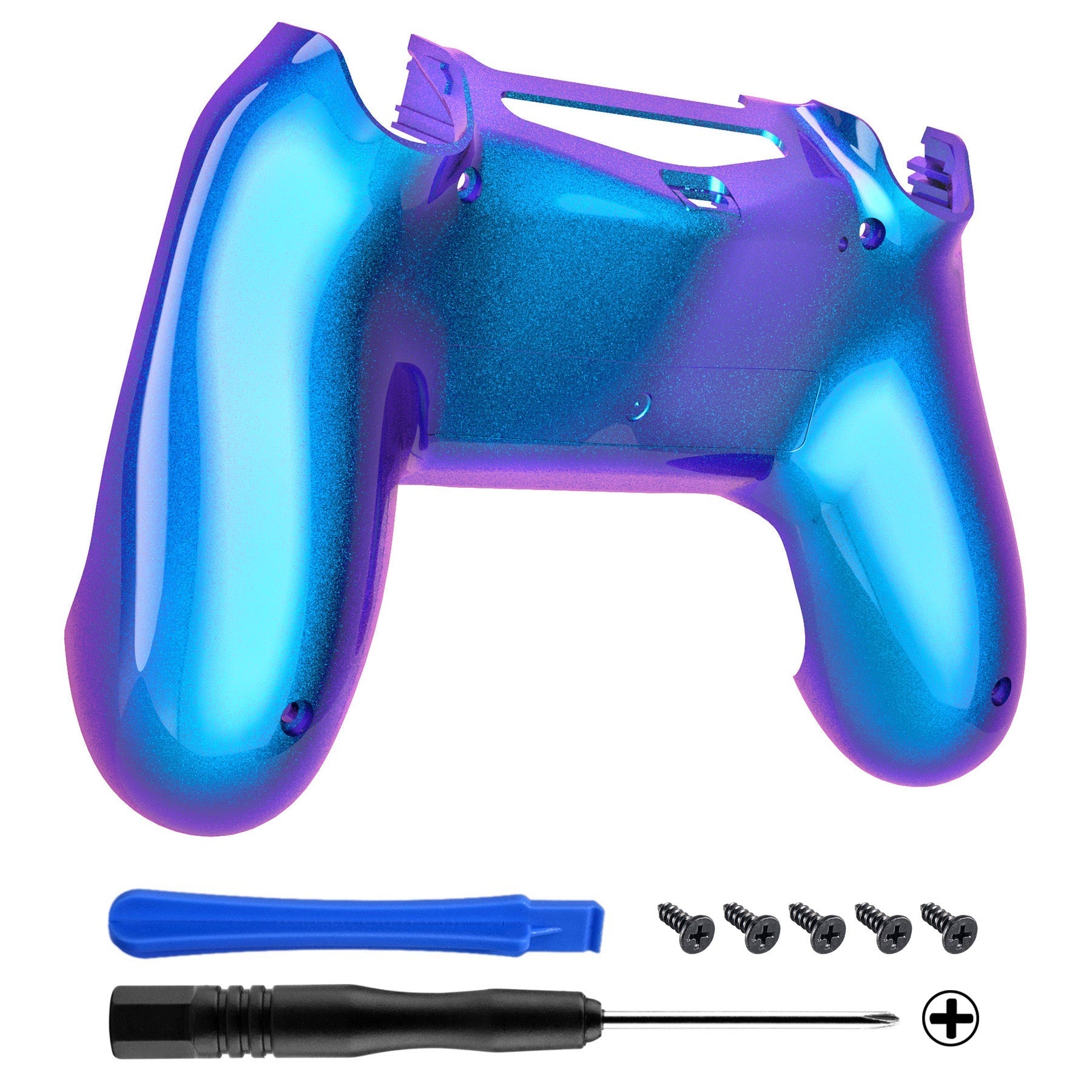 eXtremeRate Retail Purple Blue Chameleon Cover Bottom Shell Repair Part for ps4 Slim Pro Controller JDM-040 JDM-050 JDM-055 - SP4BP01