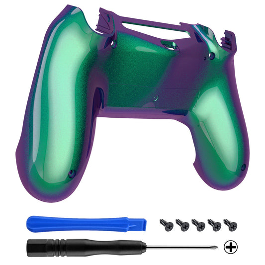 eXtremeRate Retail Green and Purple Bottom Shell, Chameleon Back Housing Case Cover, Game Improvement Replacement Parts for ps4 Slim Pro Controller JDM-040, JDM-050 and JDM-055 - SP4BP02