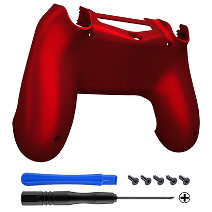 eXtremeRate Retail Scarlet Red Bottom Shell, Soft Touch Back Housing Case Cover, Game Improvement Replacement Parts for ps4 Slim Pro Controller JDM-040, JDM-050 and JDM-055 - SP4BP03