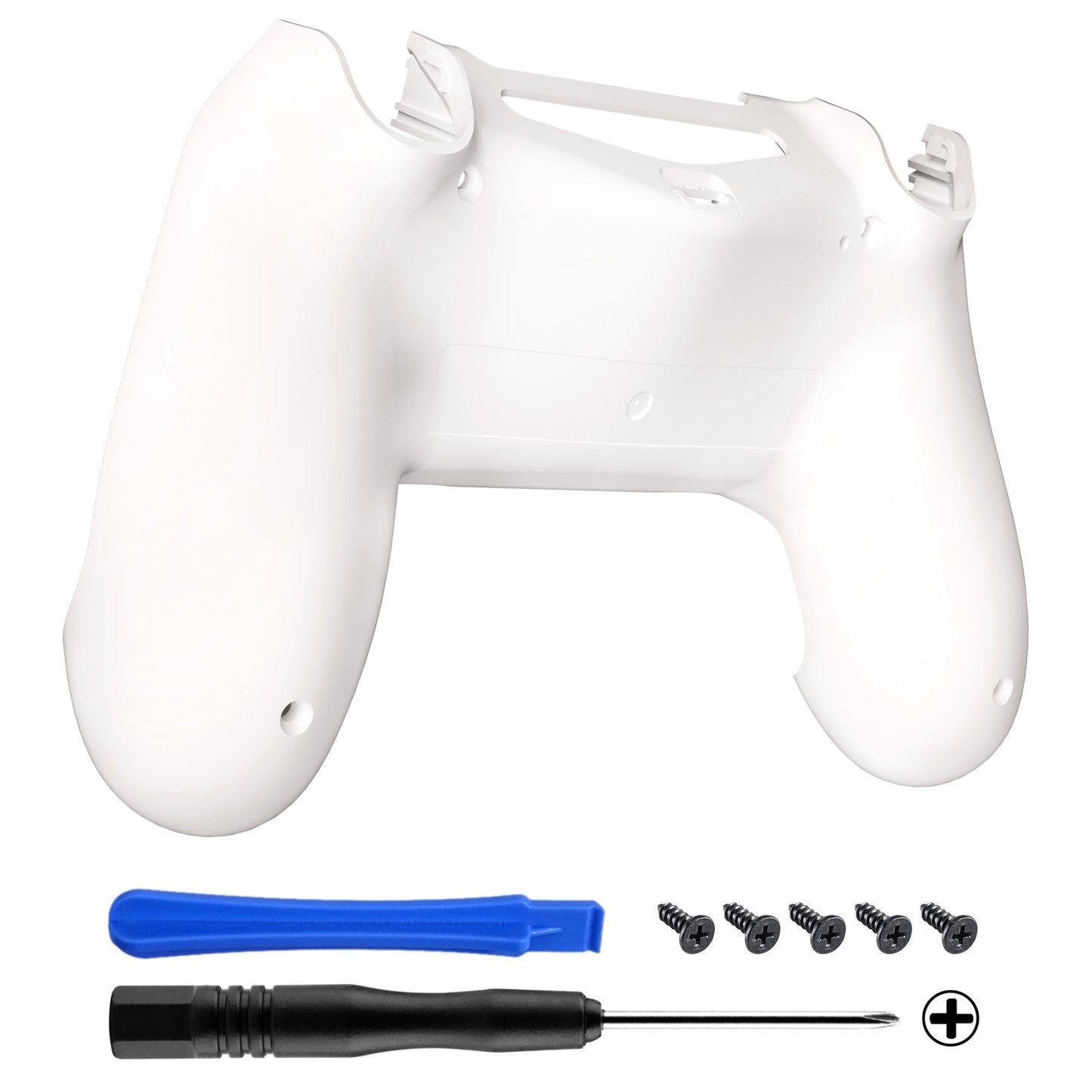 eXtremeRate Retail White Bottom Shell, Soft Touch Back Housing Case Cover, Game Improvement Replacement Parts for ps4 Slim Pro Controller JDM-040, JDM-050 and JDM-055 - SP4BP08