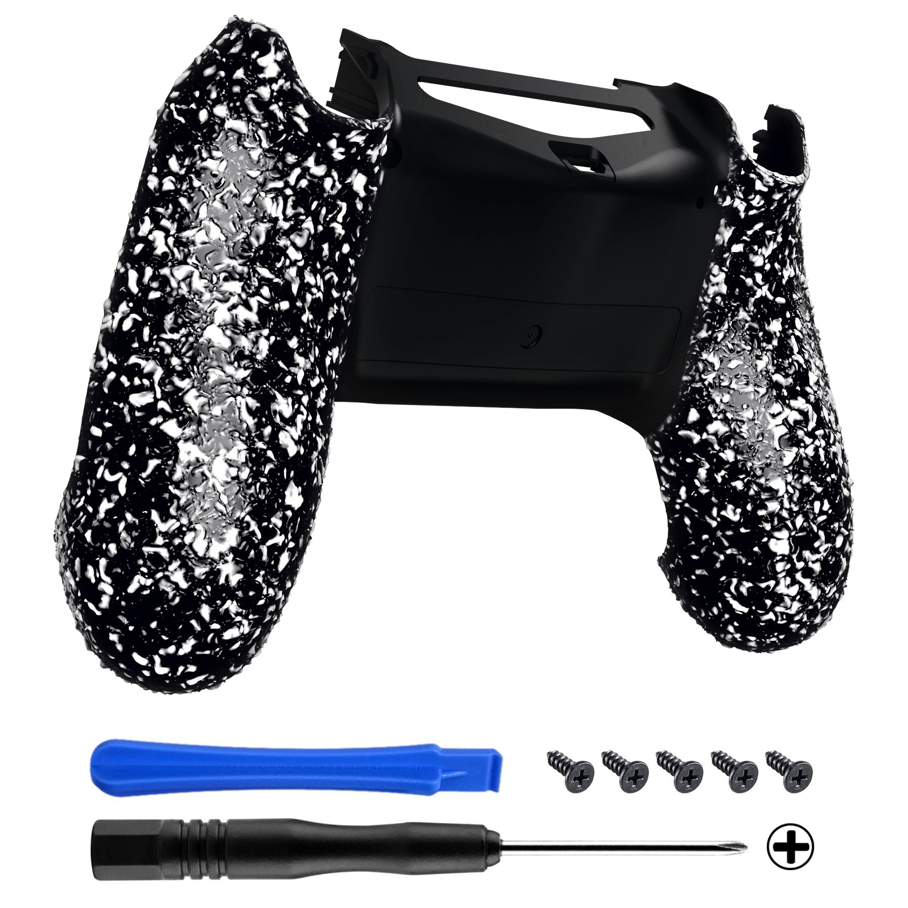 eXtremeRate Retail Textured White Comfortable Non-slip Back Shell for ps4 Slim Pro Game Controller - SP4BR02