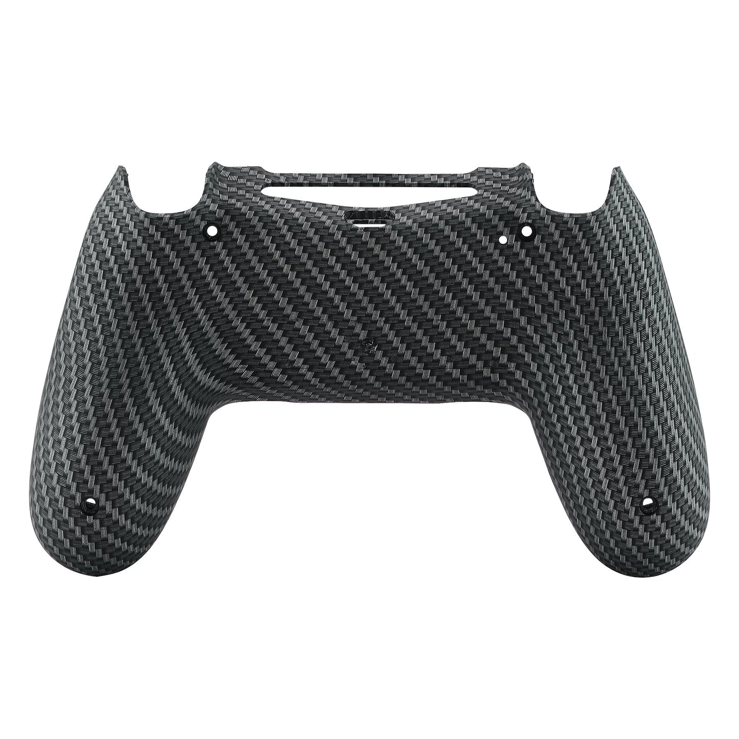 eXtremeRate Retail Black Silver Carbon Fiber Bottom Shell, Soft Touch Back Housing Case Cover, Game Improvement Replacement Parts for ps4 Slim Pro Controller JDM-040 JDM-050 JDM-055 - SP4BS03