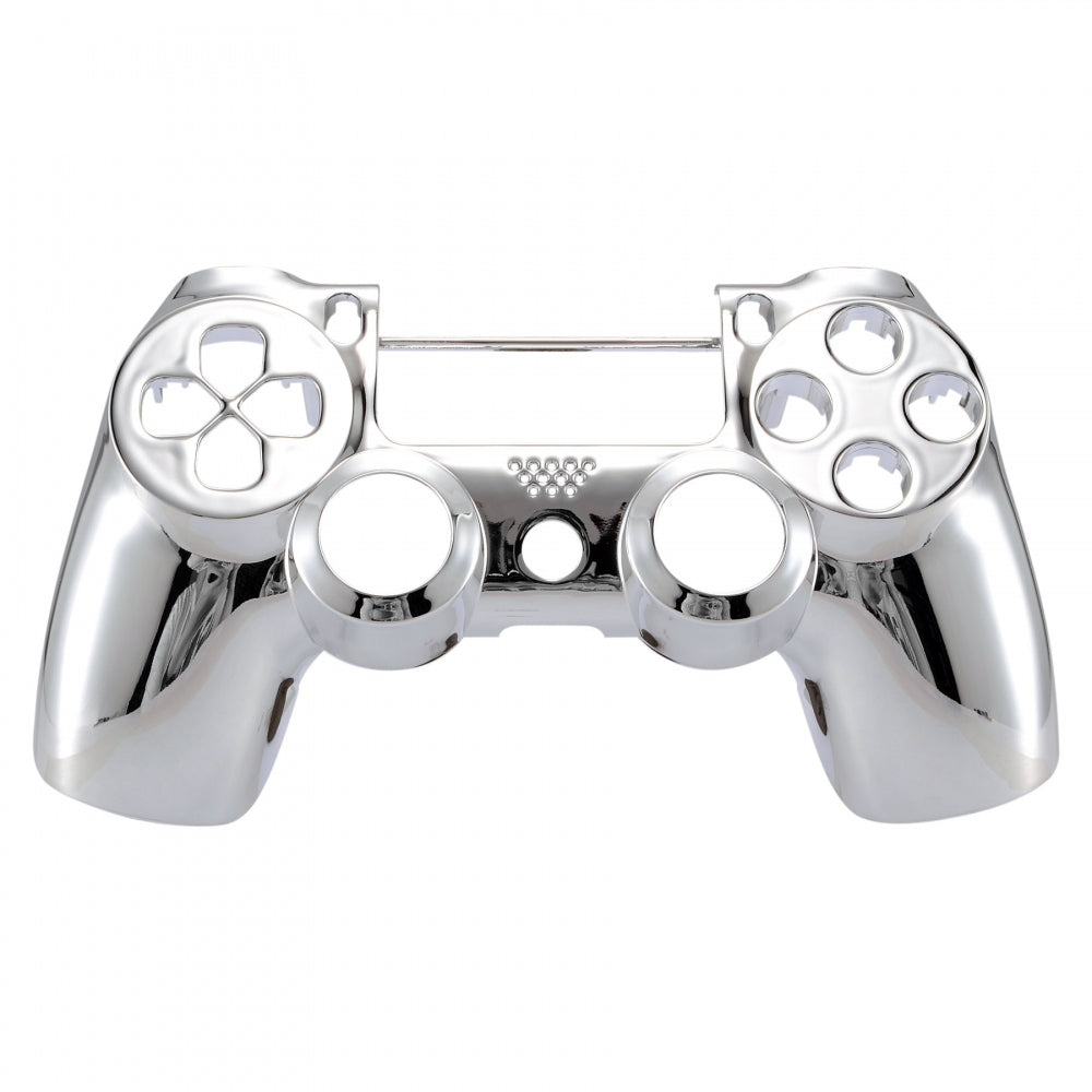 eXtremeRate Retail Chrome Silver Edition Front Housing Shell Faceplate for ps4 Slim Pro Controller (CUH-ZCT2 JDM-040 JDM-050 JDM-055) - SP4FD03