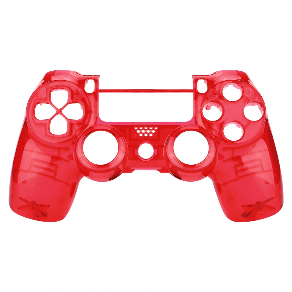 eXtremeRate Retail Transparent Crystal Clear Red Front Housing Shell Faceplate Cover for ps4 Slim ps4 Pro Controller (CUH-ZCT2 JDM-040 JDM-050 JDM-055) - SP4FM03G