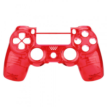 eXtremeRate Retail Transparent Crystal Clear Red Front Housing Shell Faceplate Cover for ps4 Slim ps4 Pro Controller (CUH-ZCT2 JDM-040 JDM-050 JDM-055) - SP4FM03G