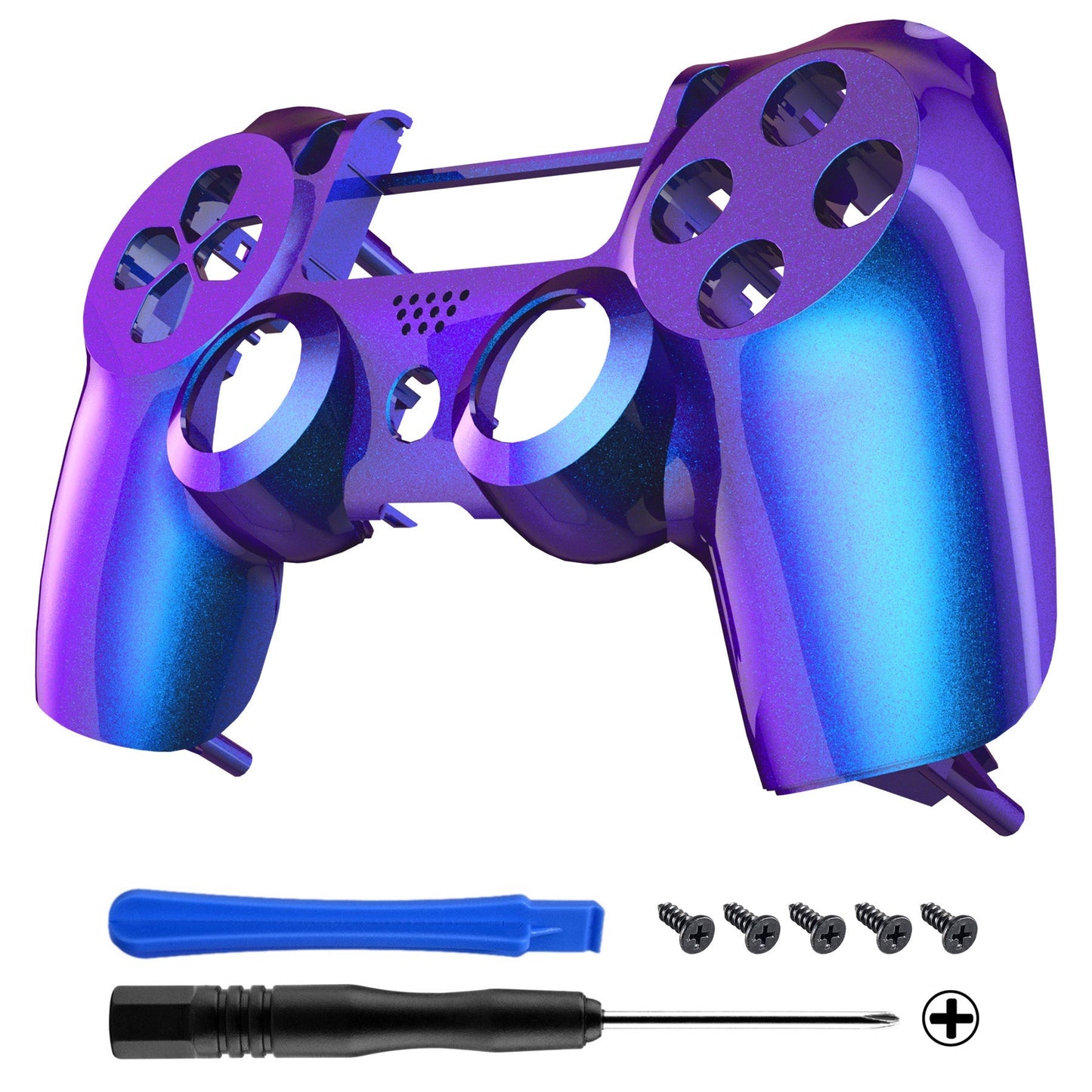 eXtremeRate Retail Purple and Blue Chameleon Front Housing Shell Faceplate for ps4 Slim Pro Controller (CUH-ZCT2 JDM-040 JDM-050 JDM-055) - SP4FP01