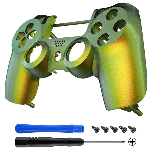 eXtremeRate Retail Green and Gold Chameleon Front Housing Shell Faceplate for ps4 Slim Pro Controller (CUH-ZCT2 JDM-040 JDM-050 JDM-055) - SP4FP02