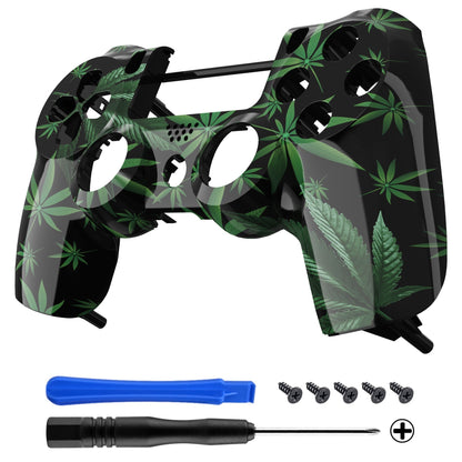 eXtremeRate Retail Green Weeds Leaves Front Housing Shell Faceplate for ps4 Slim ps4 Pro Controller (CUH-ZCT2 JDM-040 JDM-050 JDM-055) - SP4FT05