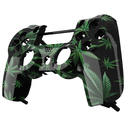 eXtremeRate Retail Green Weeds Leaves Front Housing Shell Faceplate for ps4 Slim ps4 Pro Controller (CUH-ZCT2 JDM-040 JDM-050 JDM-055) - SP4FT05