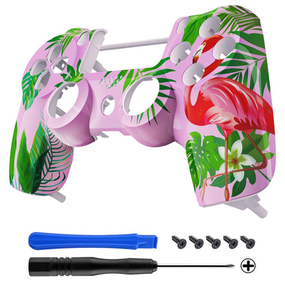 eXtremeRate Retail Tropical Flamingo Patterned Faceplate Front Housing Shell Cover Replacement Part for ps4 Slim Pro Game Controller JDM-040 JDM-050 JDM-055 - SP4FT41