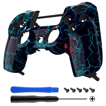 eXtremeRate Retail Neon Frame Patterned Front Housing Shell Case, Faceplate Cover Replacement Kit for ps4 Slim ps4 Pro CUH-ZCT2 JDM-040 JDM-050 JDM-055 Controller - SP4FT48