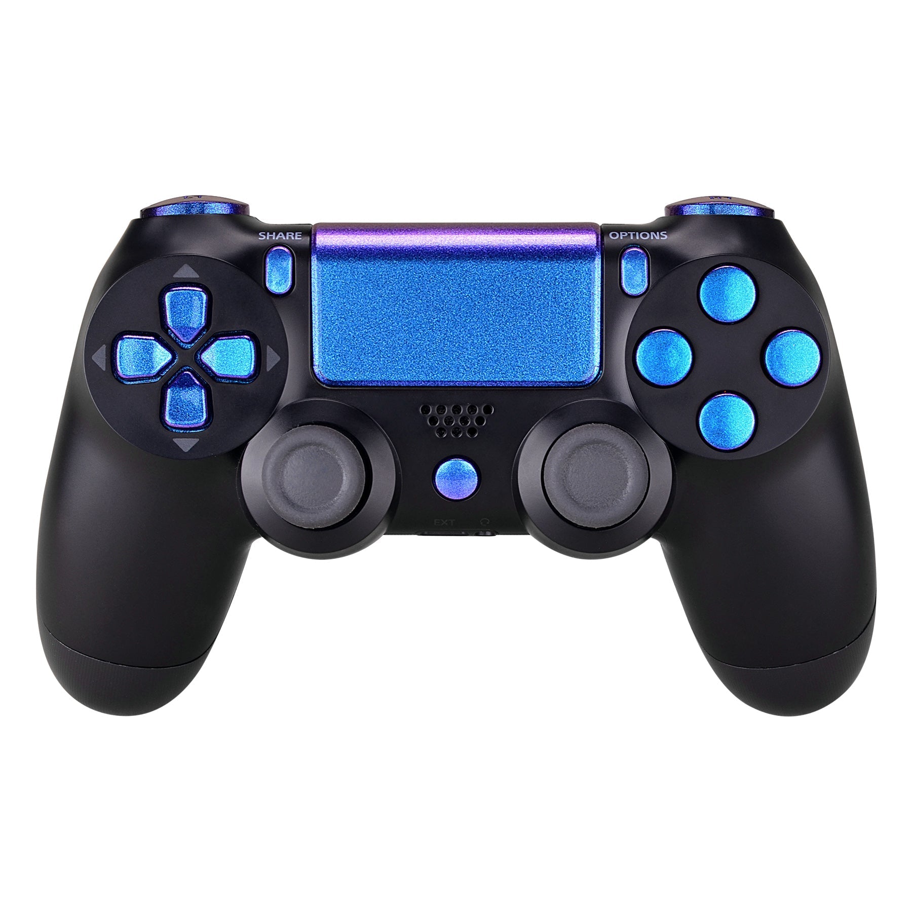 eXtremeRate Retail D-pad R1 L1 R2 L2 Trigger Touchpad Action Home Share Options Buttons, Chameleon Purple Blue Full Set Buttons Repair Kits with Tools for ps4 ps4 Slim ps4 Pro CUH-ZCT2 Controller - SP4J0401