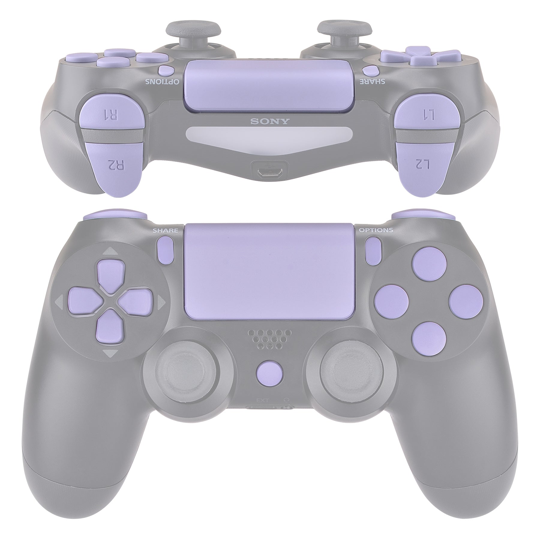 eXtremeRate Retail Replacement D-pad R1 L1 R2 L2 Triggers Touchpad Action Home Share Options Buttons, Light Violet Full Set Buttons Repair Kits with Tool for ps4 Slim ps4 Pro CUH-ZCT2 Controller - SP4J0412