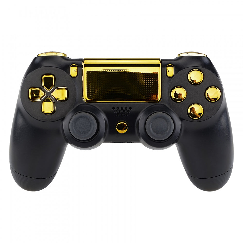 eXtremeRate Retail Chrome Gold Replacement D-pad R1 L1 R2 L2 Triggers Touchpad Action Home Share Options Buttons, Full Set Buttons Repair Kits with Tool for ps4 Slim ps4 Pro CUH-ZCT2 Controller - SP4J0413