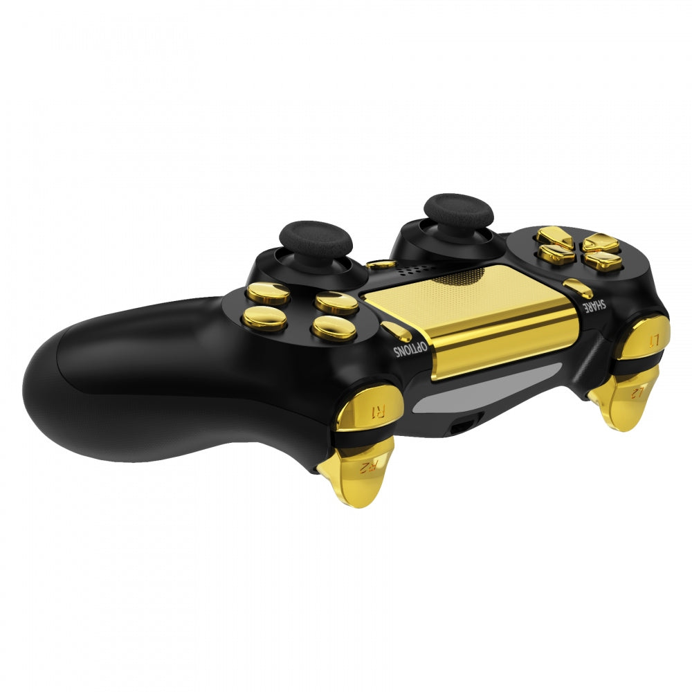 eXtremeRate Retail Chrome Gold Replacement D-pad R1 L1 R2 L2 Triggers Touchpad Action Home Share Options Buttons, Full Set Buttons Repair Kits with Tool for ps4 Slim ps4 Pro CUH-ZCT2 Controller - SP4J0413