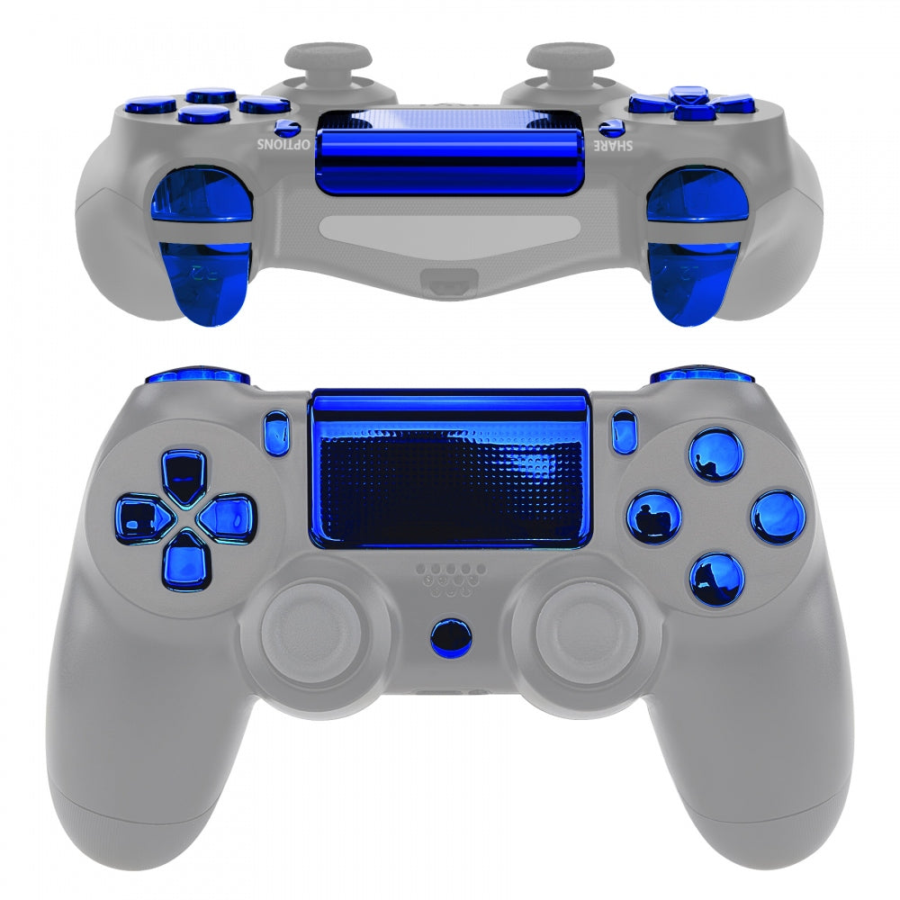 eXtremeRate Retail Chrome Blue Replacement D-pad R1 L1 R2 L2 Triggers Touchpad Action Home Share Options Buttons, Full Set Buttons Repair Kits with Tool for ps4 Slim ps4 Pro CUH-ZCT2 Controller - SP4J0416