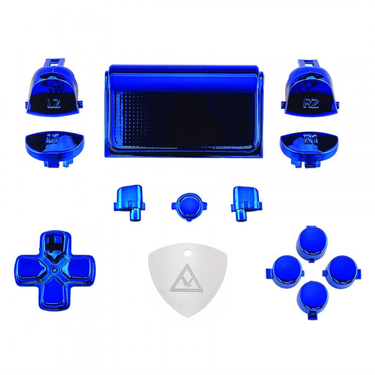 eXtremeRate Retail Chrome Blue Replacement D-pad R1 L1 R2 L2 Triggers Touchpad Action Home Share Options Buttons, Full Set Buttons Repair Kits with Tool for ps4 Slim ps4 Pro CUH-ZCT2 Controller - SP4J0416