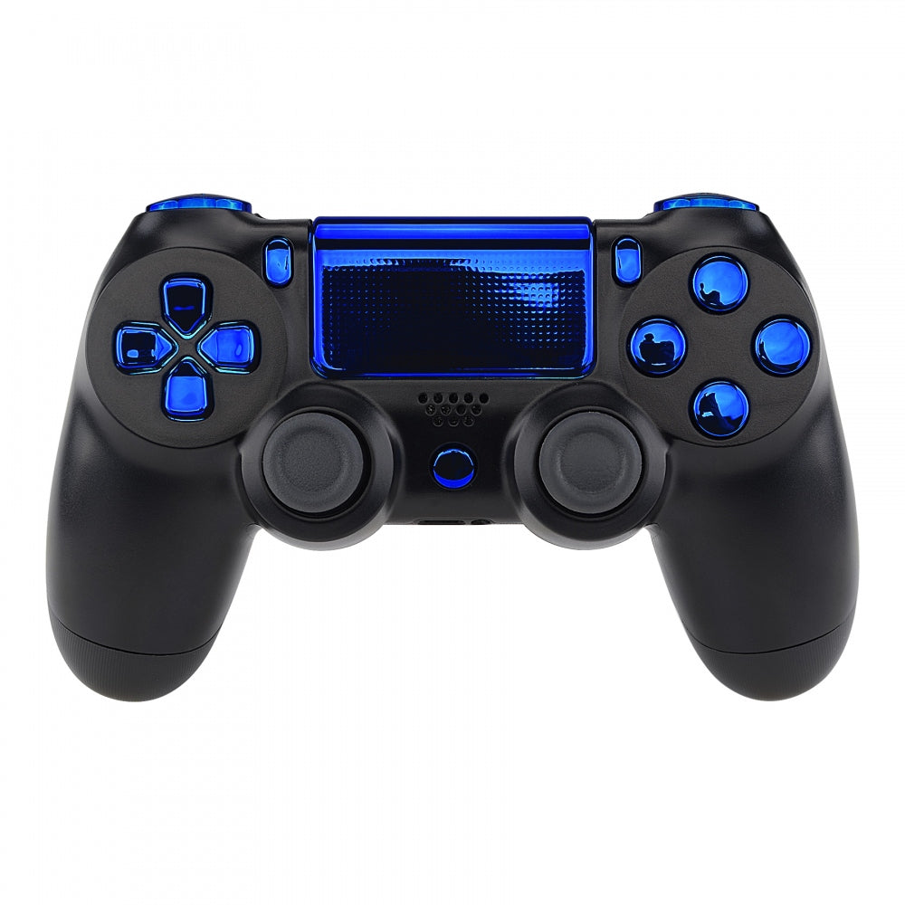 eXtremeRate Retail Chrome Blue Replacement D-pad R1 L1 R2 L2 Triggers Touchpad Action Home Share Options Buttons, Full Set Buttons Repair Kits with Tool for ps4 Slim ps4 Pro CUH-ZCT2 Controller - SP4J0416