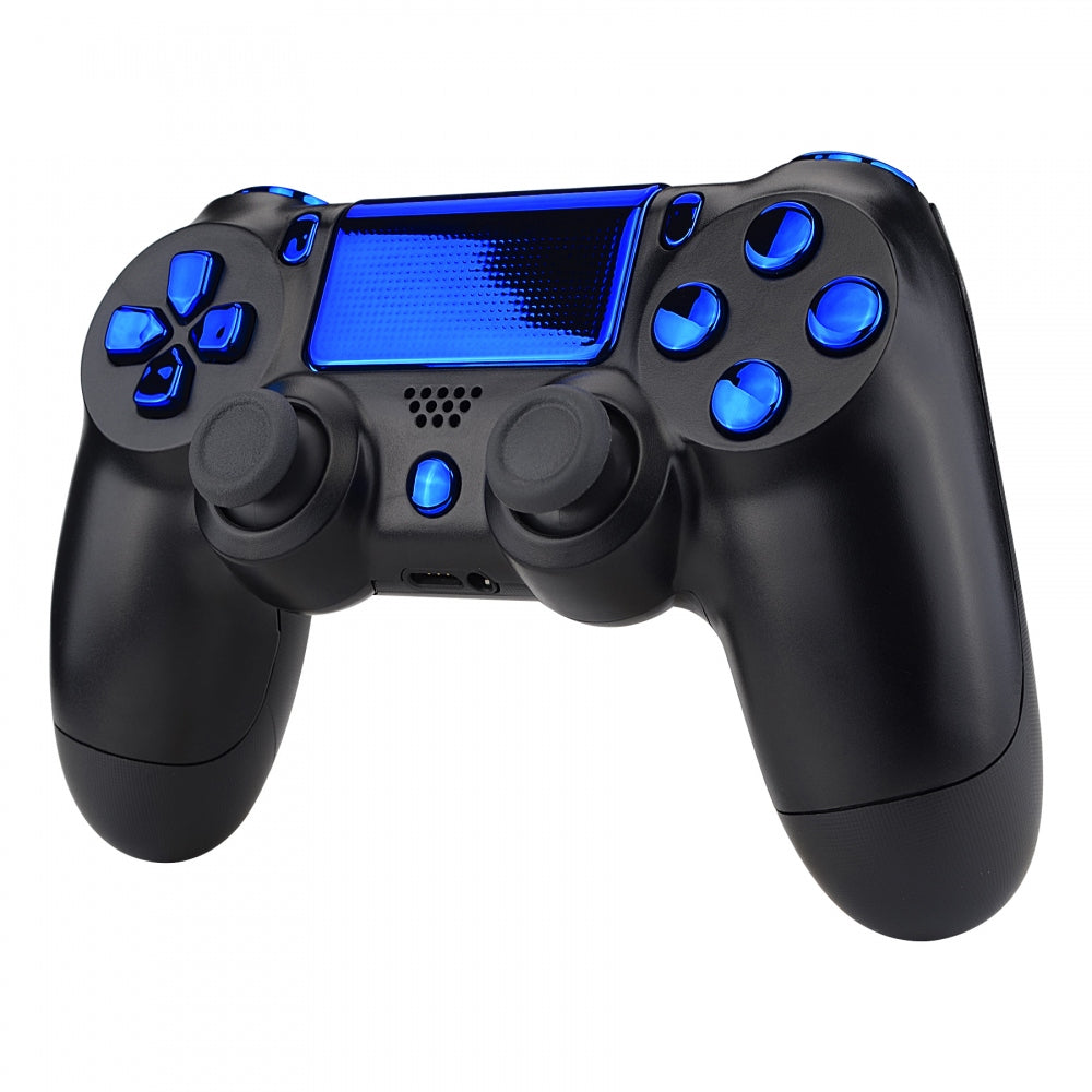 eXtremeRate Retail Chrome Blue Replacement D-pad R1 L1 R2 L2 Triggers Touchpad Action Home Share Options Buttons, Full Set Buttons Repair Kits with Tool for ps4 Slim ps4 Pro CUH-ZCT2 Controller - SP4J0416