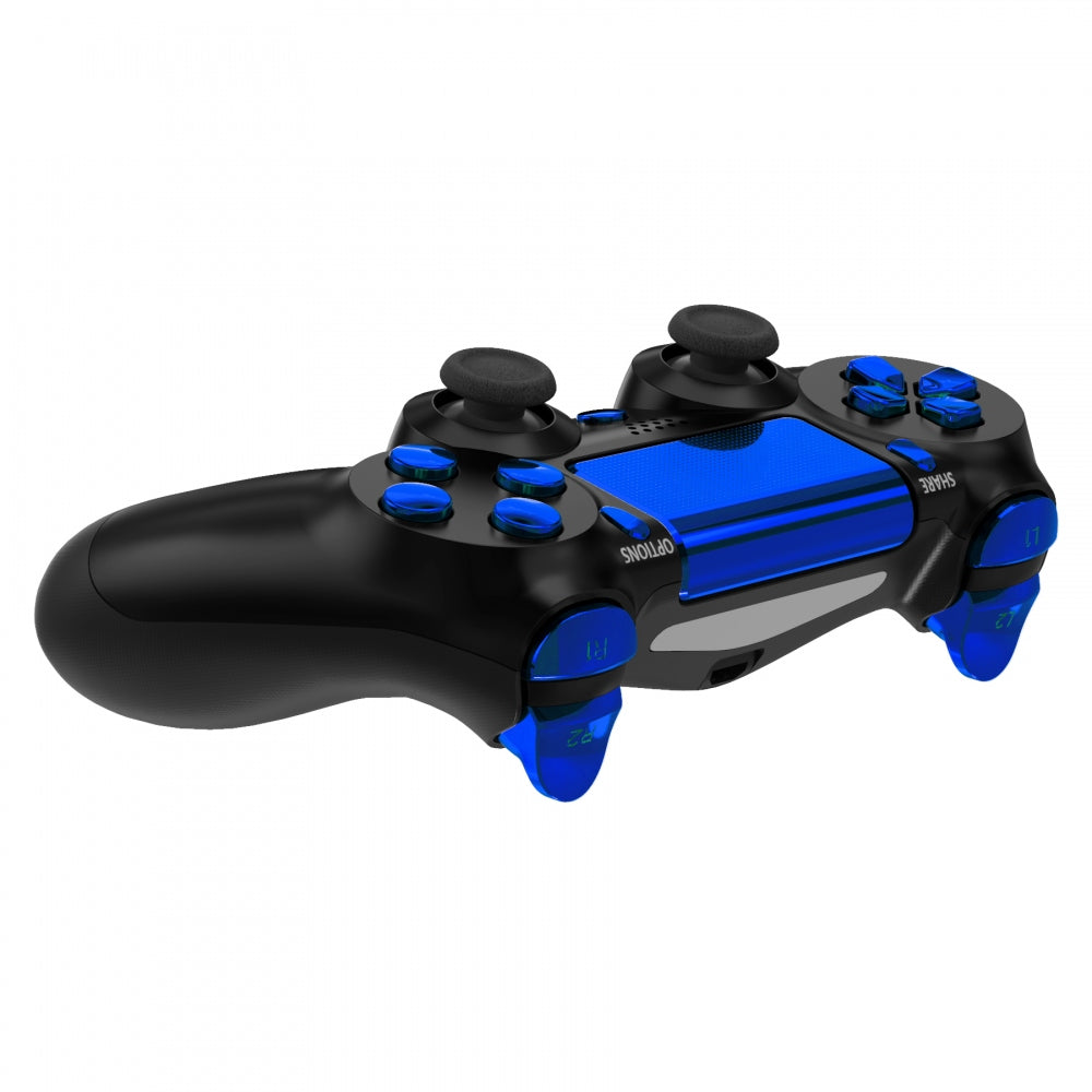 eXtremeRate Retail Chrome Blue Replacement D-pad R1 L1 R2 L2 Triggers Touchpad Action Home Share Options Buttons, Full Set Buttons Repair Kits with Tool for ps4 Slim ps4 Pro CUH-ZCT2 Controller - SP4J0416