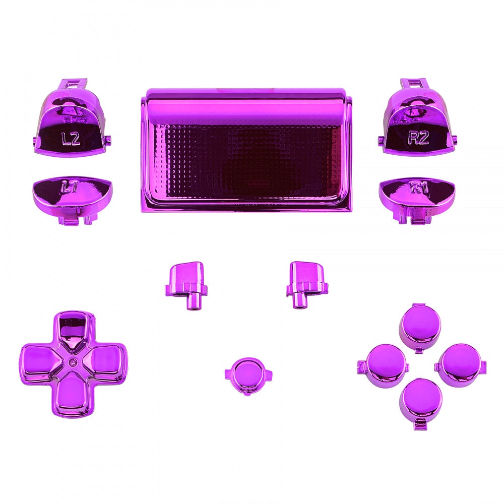 eXtremeRate Retail Chrome Purple Replacement D-pad R1 L1 R2 L2 Triggers Touchpad Action Home Share Options Buttons, Full Set Buttons Repair Kits with Tool for ps4 Slim ps4 Pro CUH-ZCT2 Controller - SP4J0417