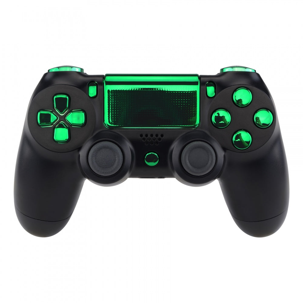 eXtremeRate Retail Chrome Green Replacement D-pad R1 L1 R2 L2 Triggers Touchpad Action Home Share Options Buttons, Full Set Buttons Repair Kits with Tool for ps4 Slim ps4 Pro CUH-ZCT2 Controller - SP4J0418