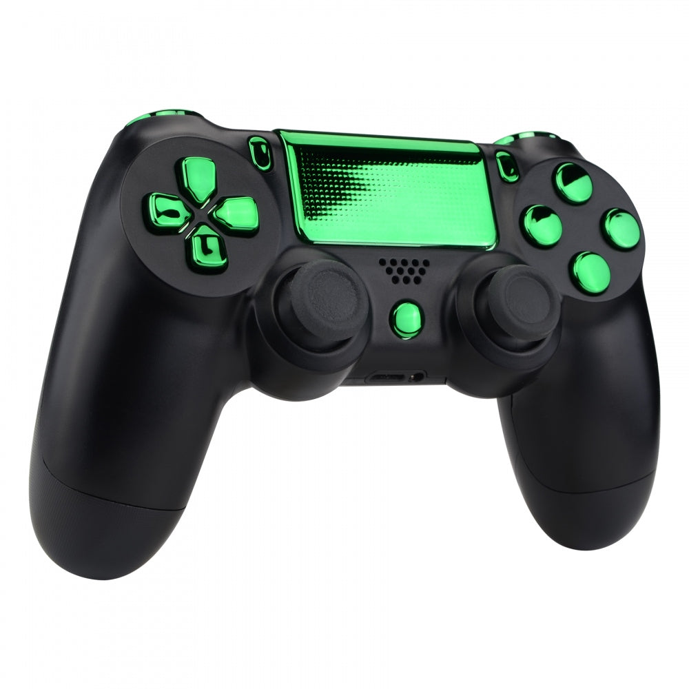 eXtremeRate Retail Chrome Green Replacement D-pad R1 L1 R2 L2 Triggers Touchpad Action Home Share Options Buttons, Full Set Buttons Repair Kits with Tool for ps4 Slim ps4 Pro CUH-ZCT2 Controller - SP4J0418