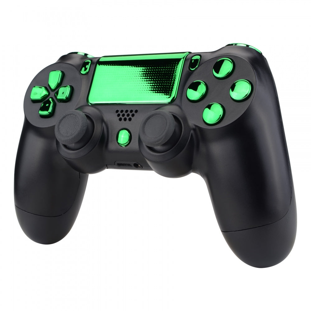 eXtremeRate Retail Chrome Green Replacement D-pad R1 L1 R2 L2 Triggers Touchpad Action Home Share Options Buttons, Full Set Buttons Repair Kits with Tool for ps4 Slim ps4 Pro CUH-ZCT2 Controller - SP4J0418