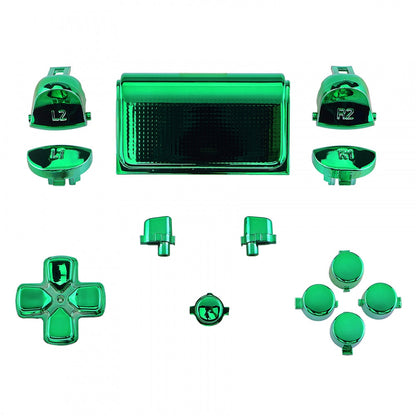 eXtremeRate Retail Chrome Green Replacement D-pad R1 L1 R2 L2 Triggers Touchpad Action Home Share Options Buttons, Full Set Buttons Repair Kits with Tool for ps4 Slim ps4 Pro CUH-ZCT2 Controller - SP4J0418