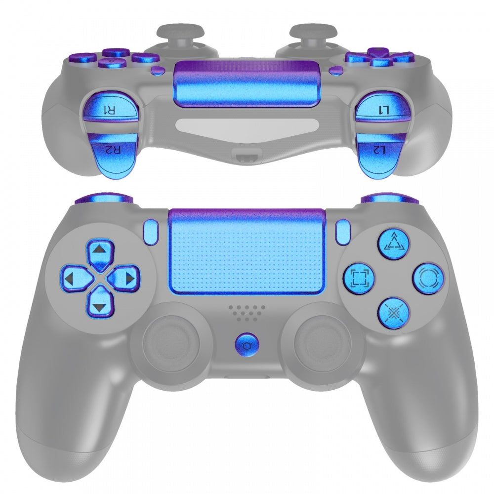 eXtremeRate Retail Chameleon Purple Blue Classical Symbols Replacement Full Set Buttons for ps4 Slim ps4 Pro CUH-ZCT2 Controller - Compatible with ps4 DTFS LED Kit - Controller NOT Included - SP4J0501