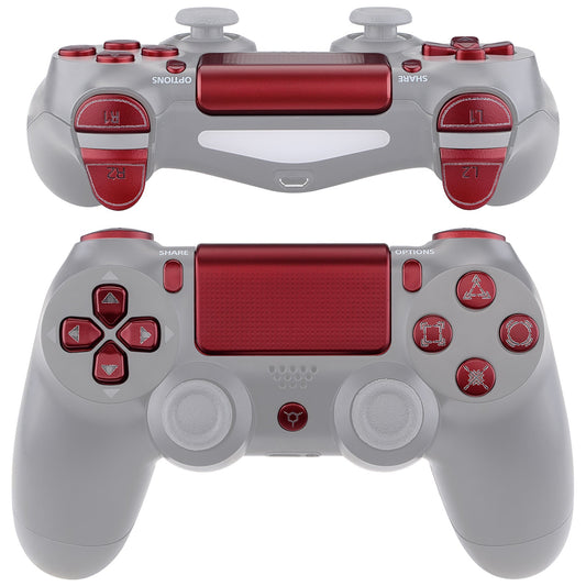 eXtremeRate Retail Scarlet Red Classical Symbols Replacement Full Set Buttons for ps4 Slim ps4 Pro CUH-ZCT2 Controller - Compatible with ps4 DTFS LED Kit - Controller NOT Included - SP4J0502