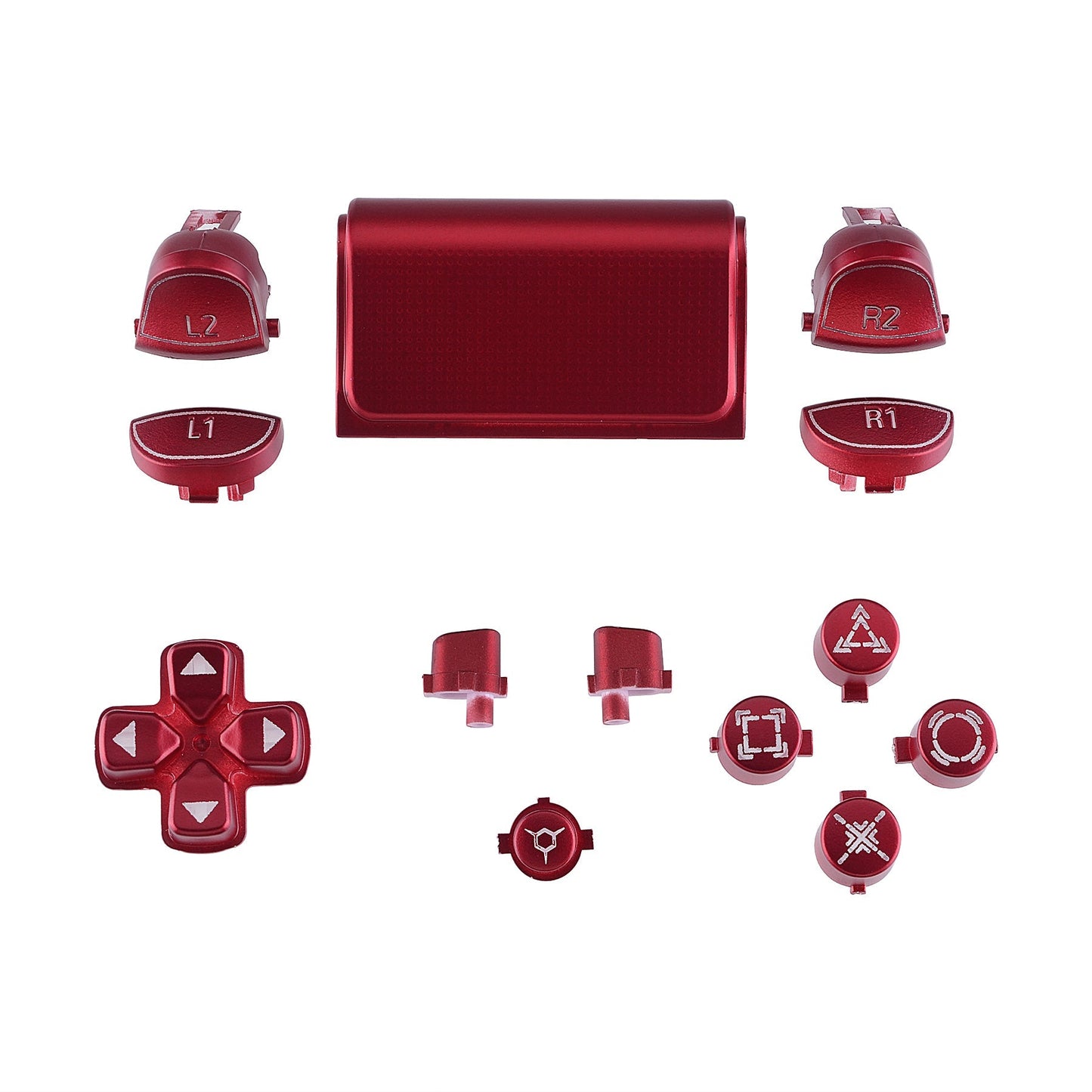 eXtremeRate Retail Scarlet Red Classical Symbols Replacement Full Set Buttons for ps4 Slim ps4 Pro CUH-ZCT2 Controller - Compatible with ps4 DTFS LED Kit - Controller NOT Included - SP4J0502