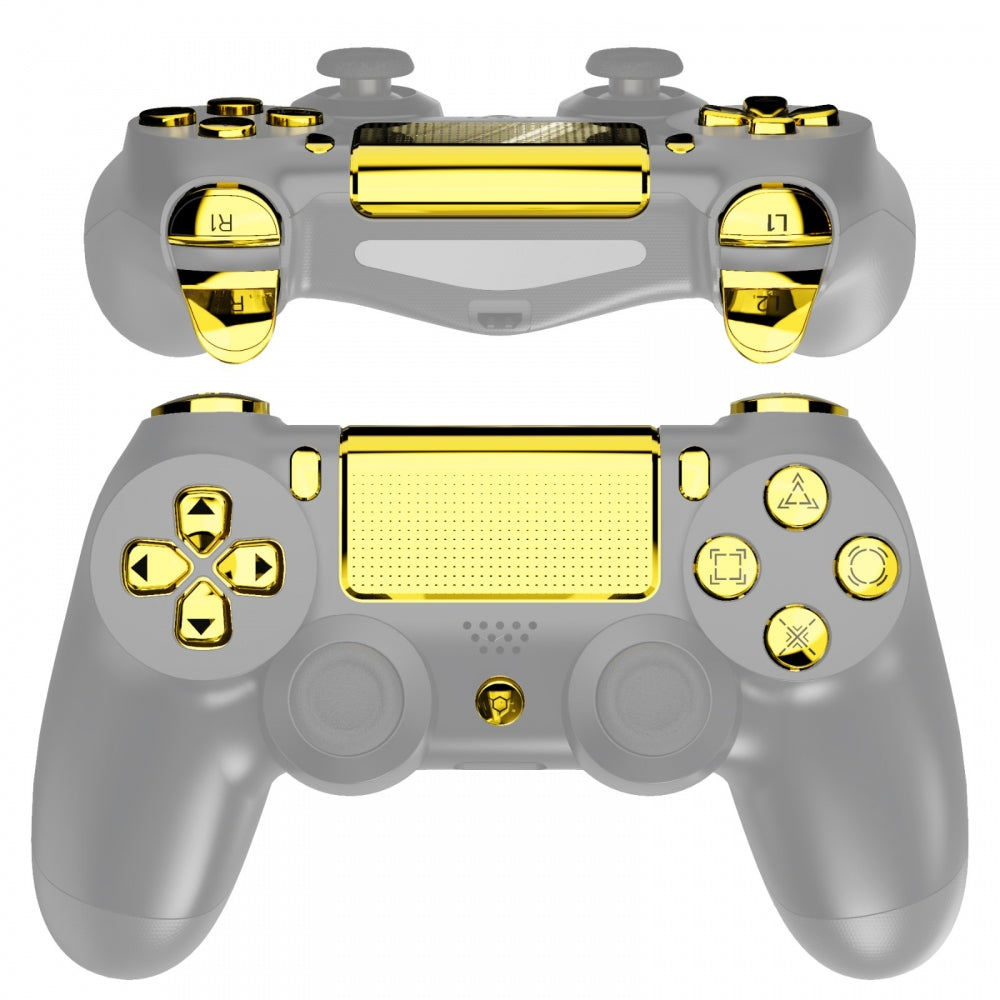 eXtremeRate Retail Chrome Gold Classical Symbols Replacement Full Set Buttons for ps4 Slim ps4 Pro CUH-ZCT2 Controller - Compatible with ps4 DTFS LED Kit - Controller NOT Included - SP4J0503