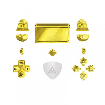 eXtremeRate Retail Chrome Gold Classical Symbols Replacement Full Set Buttons for ps4 Slim ps4 Pro CUH-ZCT2 Controller - Compatible with ps4 DTFS LED Kit - Controller NOT Included - SP4J0503