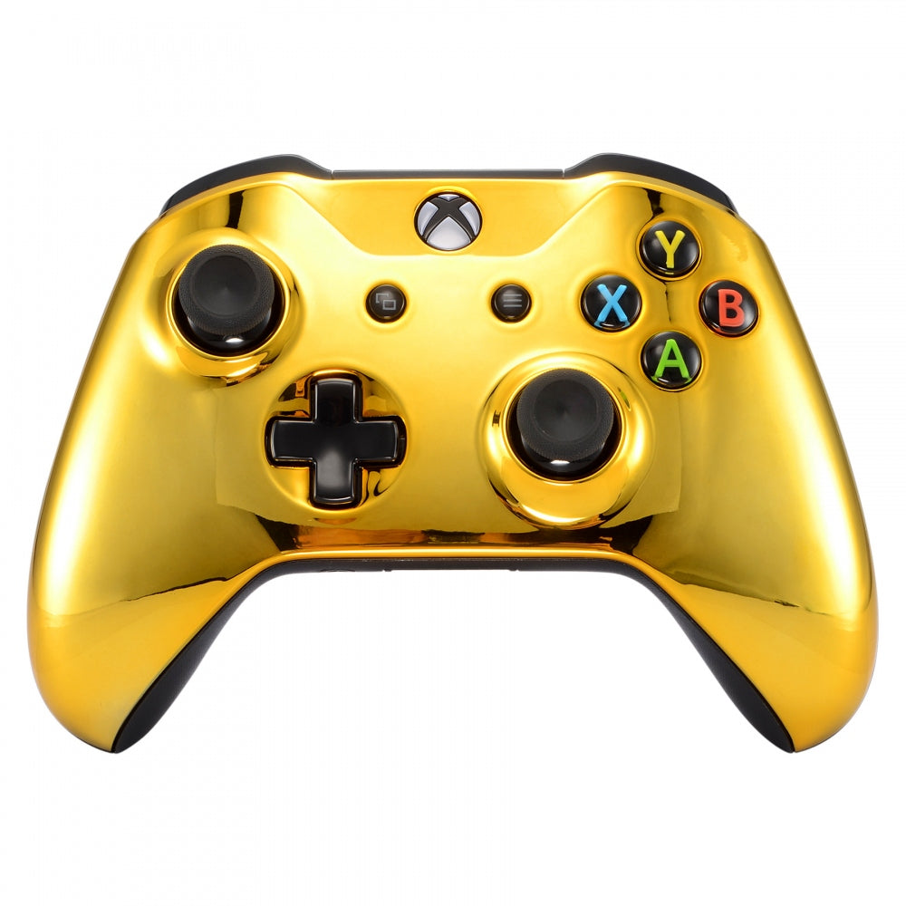 eXtremeRate Retail Chrome Gold Edition Front Housing Shell Faceplate for Xbox One X & One S Controller - SXOFD01