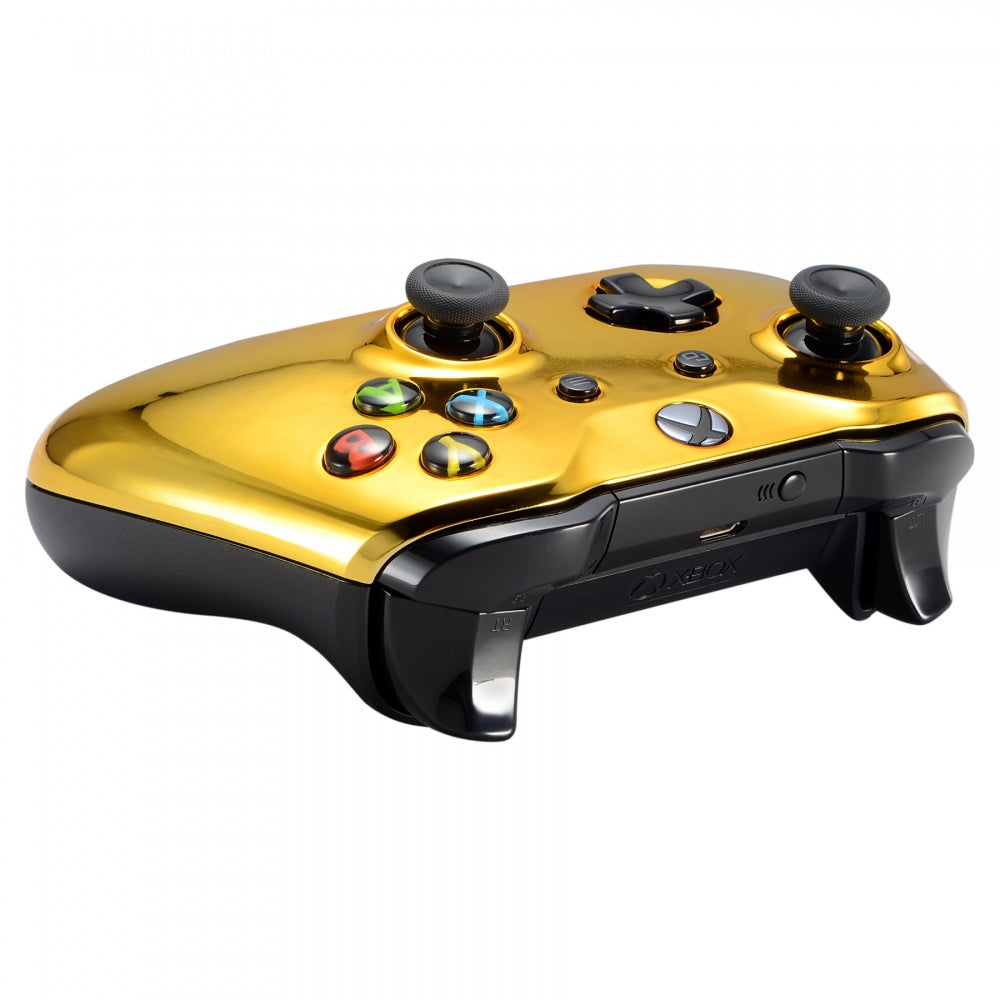 eXtremeRate Retail Chrome Gold Edition Front Housing Shell Faceplate for Xbox One X & One S Controller - SXOFD01