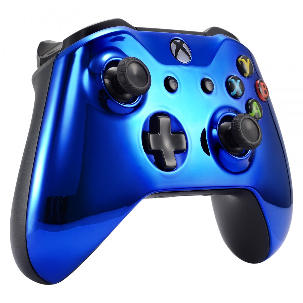 eXtremeRate Retail Chrome blue Edition Front Housing Shell Faceplate for Xbox One S & Xbox One X Controller - SXOFD04