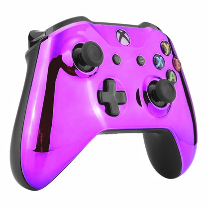 eXtremeRate Retail Chrome Purple Edition Front Housing Shell Faceplate for Xbox One S & Xbox One X Controller (Model 1708) - SXOFD05