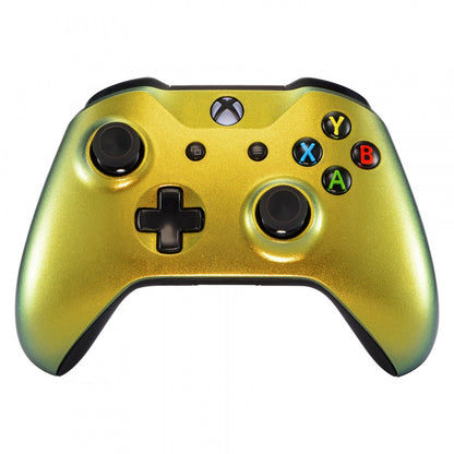 eXtremeRate Retail Gold and Green Chameleon Front Housing Shell Faceplate for Xbox One X & One S Controller - SXOFP03