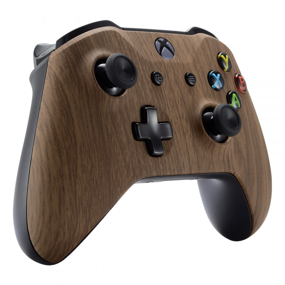 eXtremeRate Retail Custom Wood Grain Soft Touch Top Housing Shell for Xbox One X & One S Controller - SXOFS01